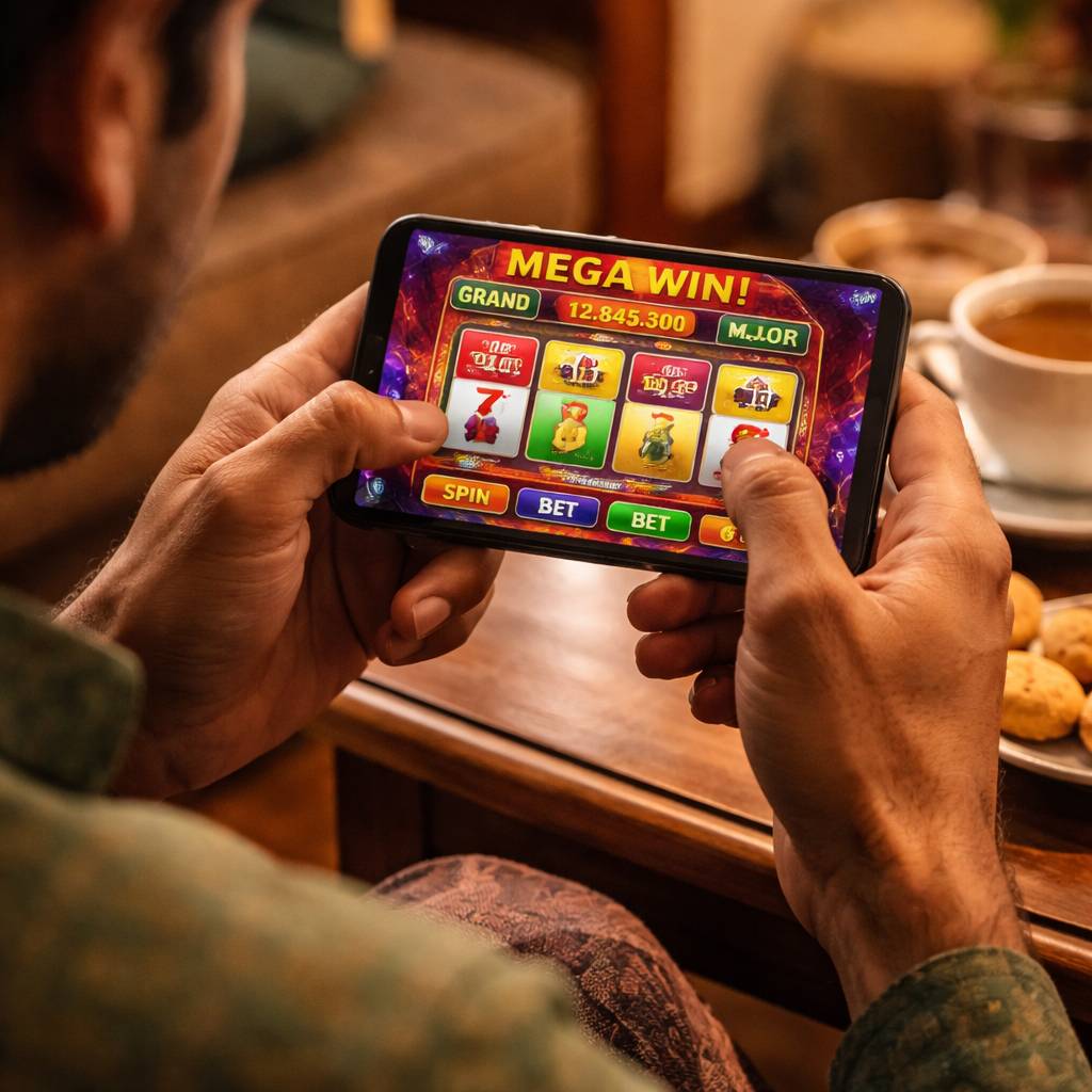 TAKA688 casino gameplay on mobile device Bangladeshi player enjoying TAKA688 games at home