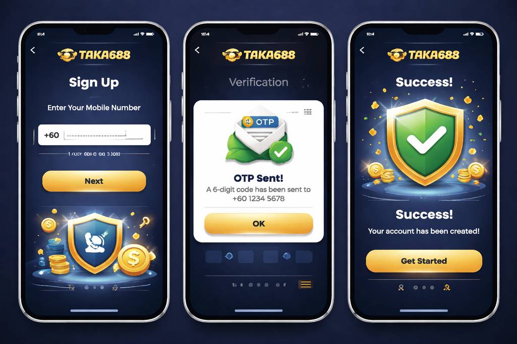 TAKA688 Sign Up Steps TAKA688 registration flow diagram